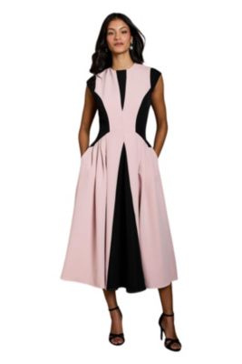 Women's Crepe Colour Block Midi Dress