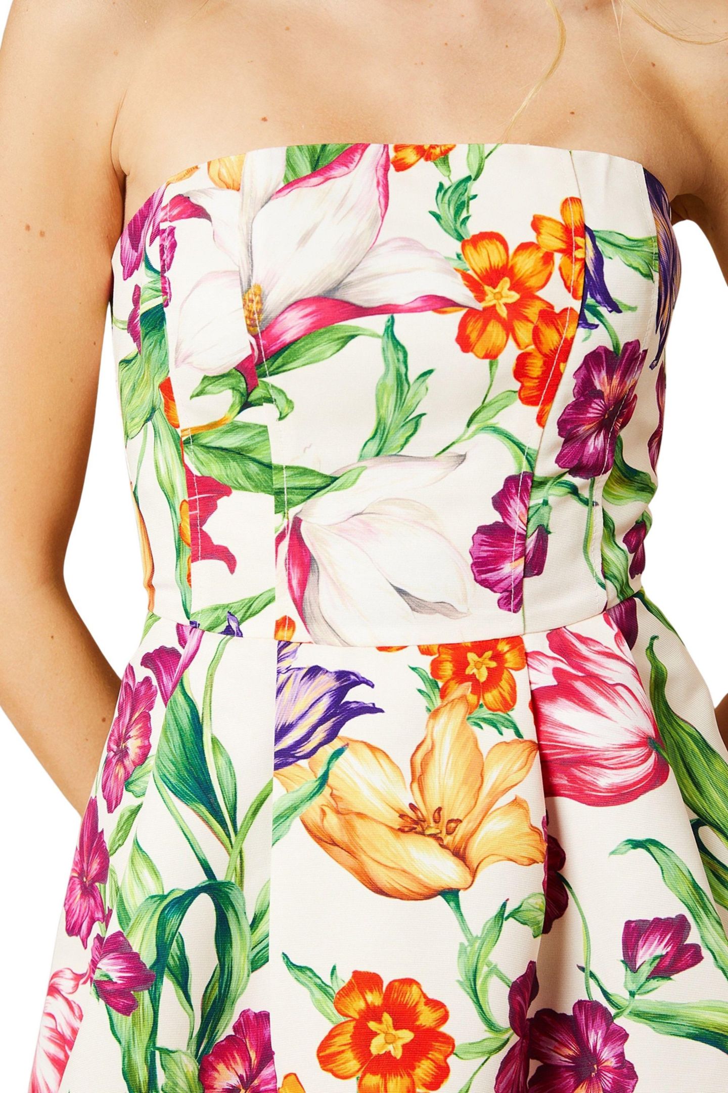 Женское платье Oasis Floral Twill Strapless Midi, цвет: Разноцветный — фото 5