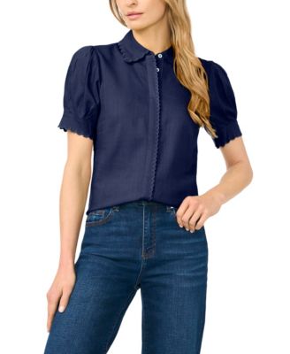 Women's Short-Sleeve Collared Button Up Shirt