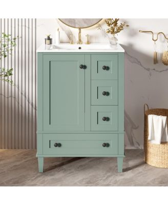 24" Bathroom Vanity with Sink, Modern Multi-Drawer Storage with Soft Close, Easy Assembly for Small Spaces