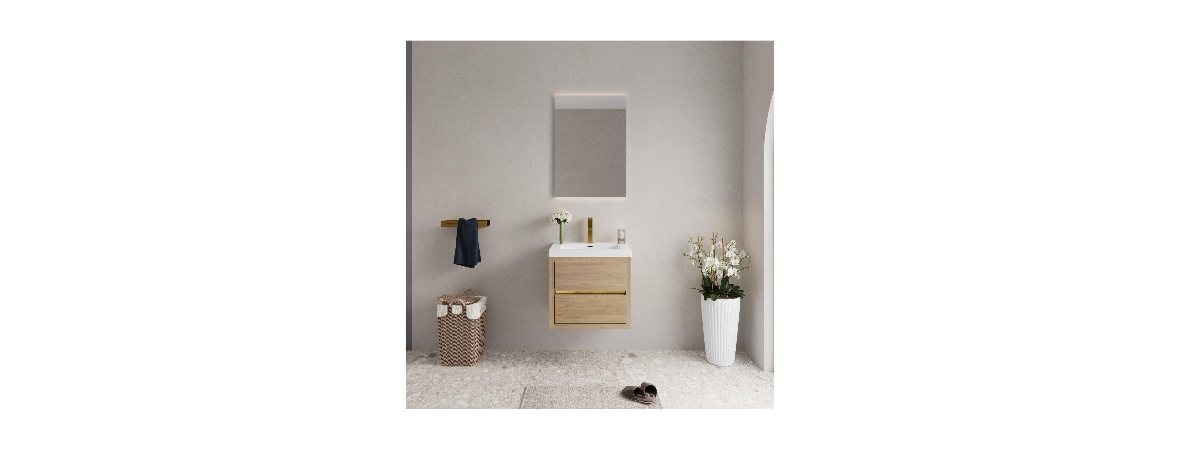 Sillysis Wall Mounted Bathroom Vanity with Stone Resin Sink, Soft Close Drawers