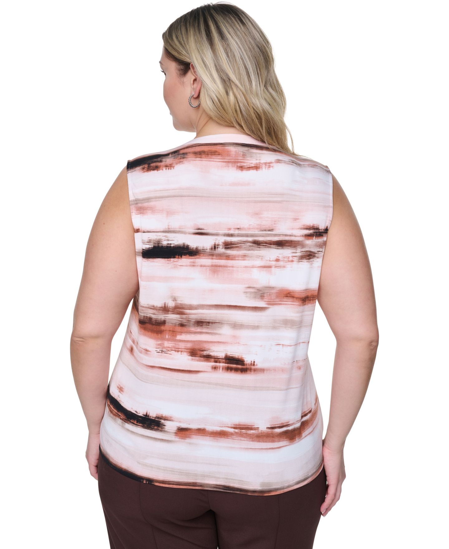 Женский топ Calvin Klein Plus Size Sleeveless Ruffle-Front V-Neck Top, цвет: Разноцветный — фото 4