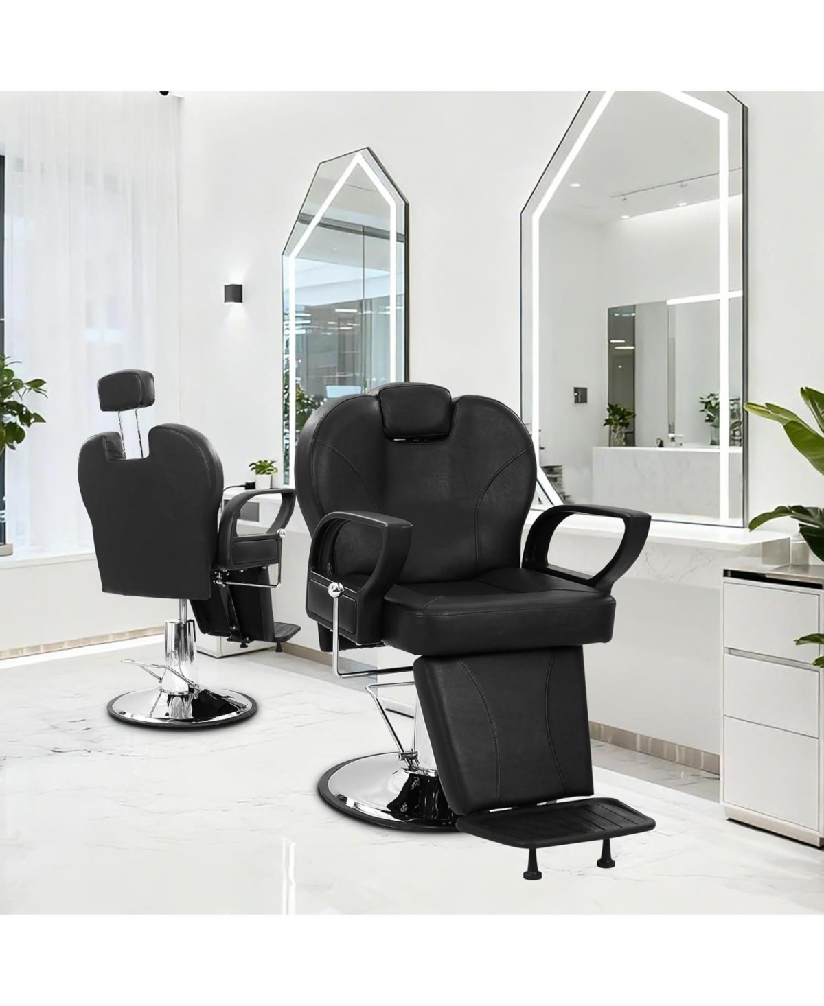 gaomon Barber Chair Reclining Salon Chairs for Hair Stylist Heavy Duty Hydraulic Salon Shampoo Chair with Headrest and Footrest,360 Degree Swivel