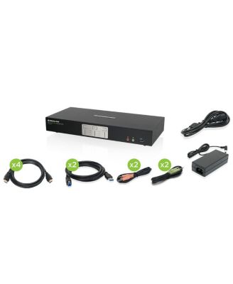 2-Port 4K Dual View KVMP Switch with HDMI Connection, USB 3.0 Hub and Audio