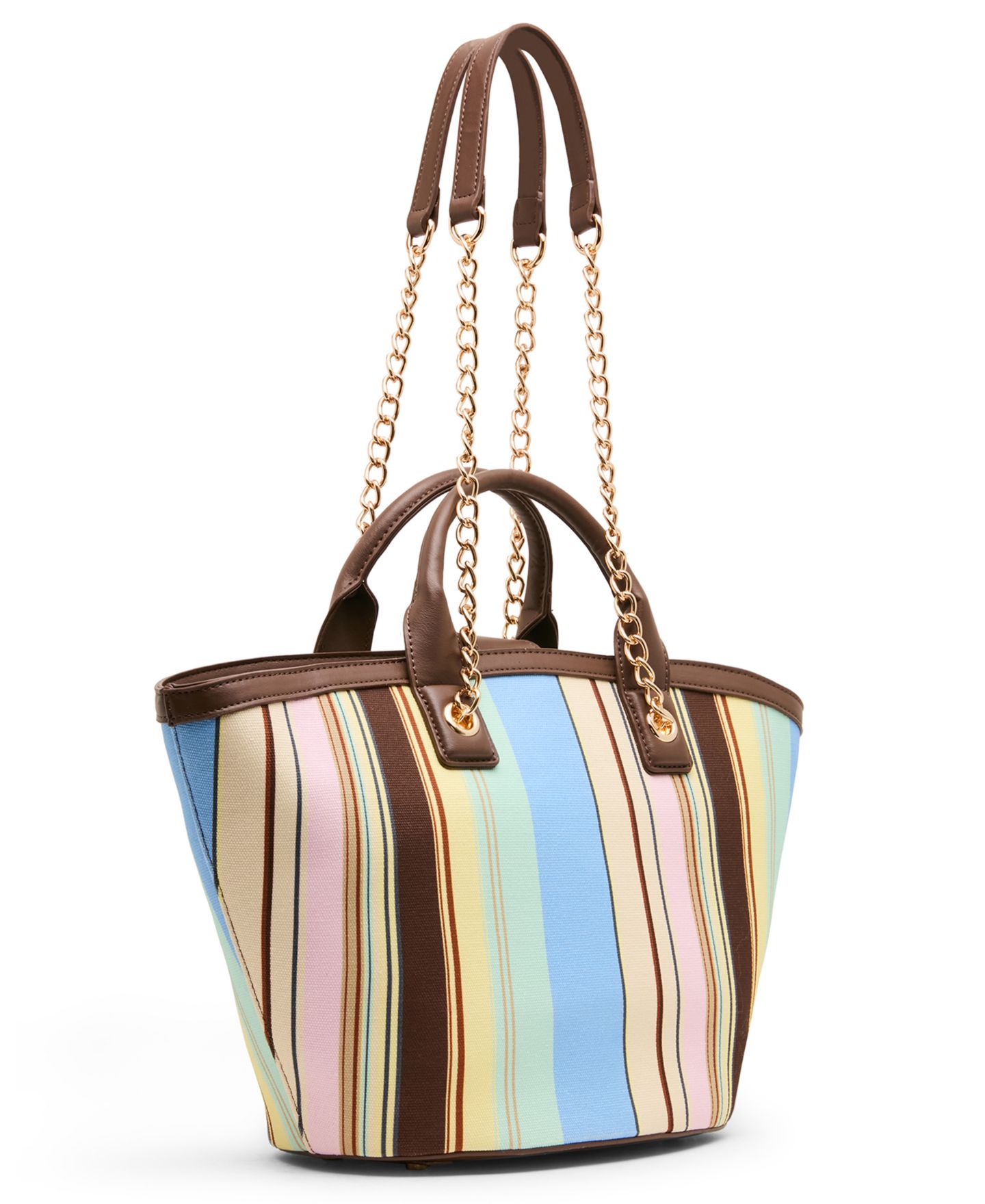 Женская сумка Anne Klein Mixed Stripe Small Tote Handbag, цвет: Коричневый разноцветный — фото 3
