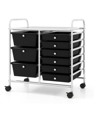 Rolling Storage Cart 9 Drawer with Durable Metal Frame