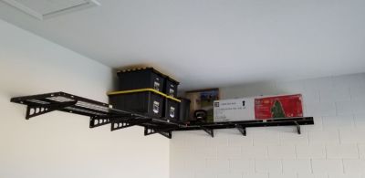 48" Wall Mounted Steel Shelf with Corner Brackets - Garage Storage Rack