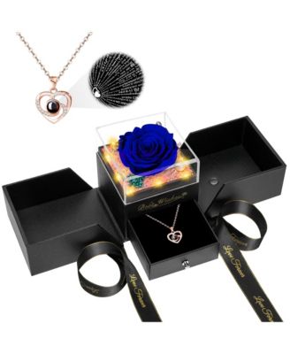 Gnuadz Light Up Rose Necklace Gift for Mom Wife Women - Blue with necklace and light 71$