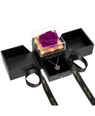 Gnuadz Light Up Rose Necklace Gift for Mom Wife Women - Purple with necklace and light