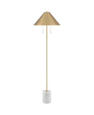 Scava Mid Century Modern 61 1/2" Tall Standing Floor Lamp Pole Pull Chain Marble Antique Brass Finish
