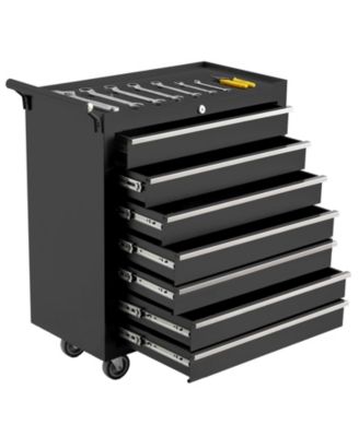 7-Drawer Portable Tool Storage Cart, Rolling Tool Chest Cabinet, Lockable Toolbox Organizer