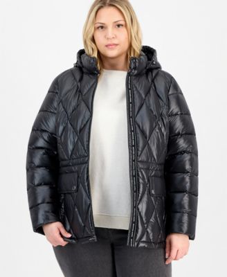 Michael Kors Plus Size Hooded Packable Puffer Coat