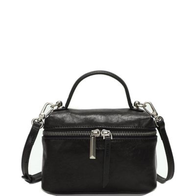 Bella Vintage Leather Vanity Case Crossbody Bag, Mini Box Top Handle Small Box Purse