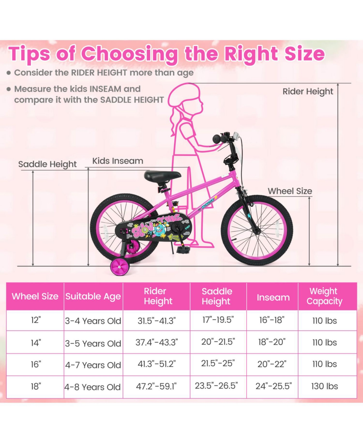 Slickblue Kids Bicycle with Training Wheels