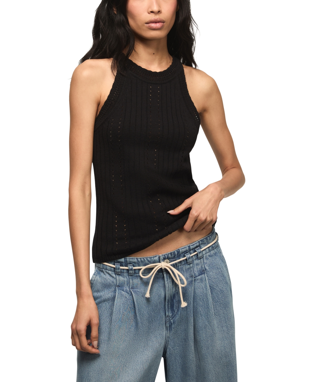 Lucky Brand Women's Crewneck Sweater Tank Top In Black