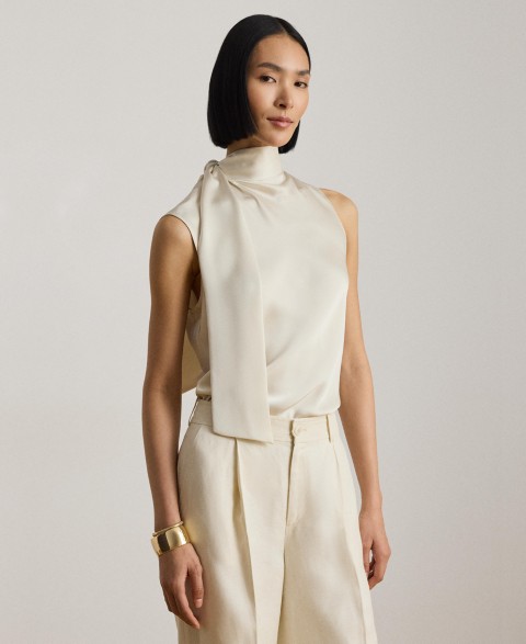 Женские Lauren Ralph Lauren Women's Tie-Neck Sleeveless Blouse