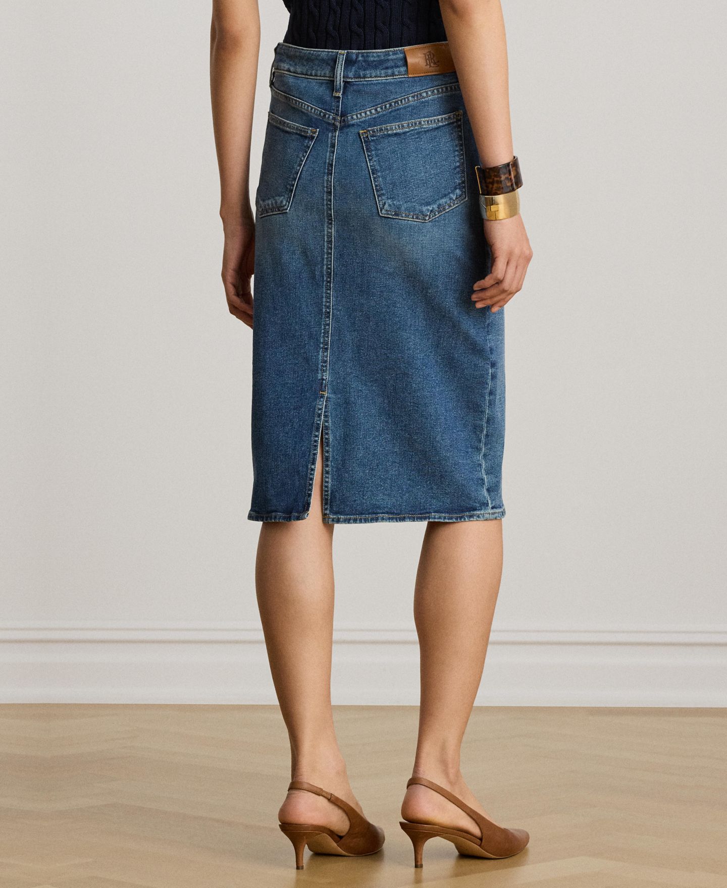 Женская юбка Lauren Ralph Lauren Denim Pencil, цвет: Синий варёный — фото 5