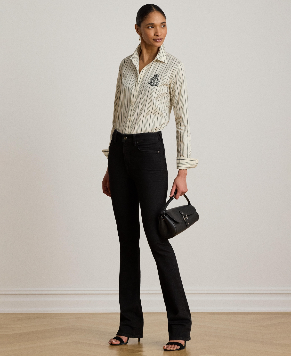 Lauren Ralph Lauren Women's Striped Buttoned Placket Long-Sleeve Shirt