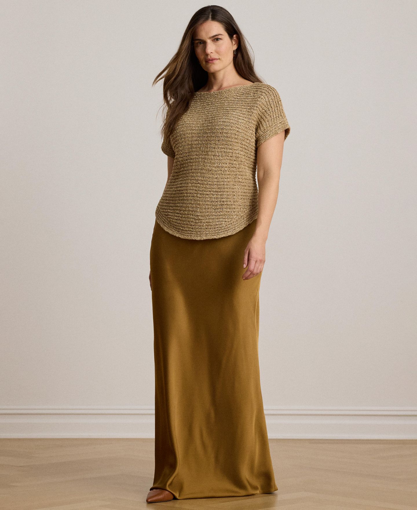 Женская юбка Lauren Ralph Lauren A-Line Charmeuse Maxi, цвет: Табачный бронзовый — фото 2