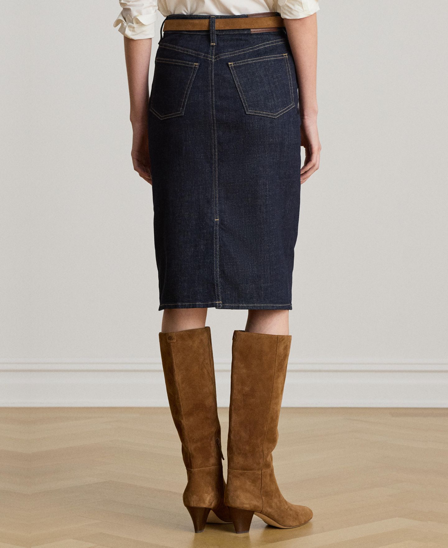 Женская юбка Lauren Ralph Lauren Denim Pencil, цвет: Варёный — фото 5