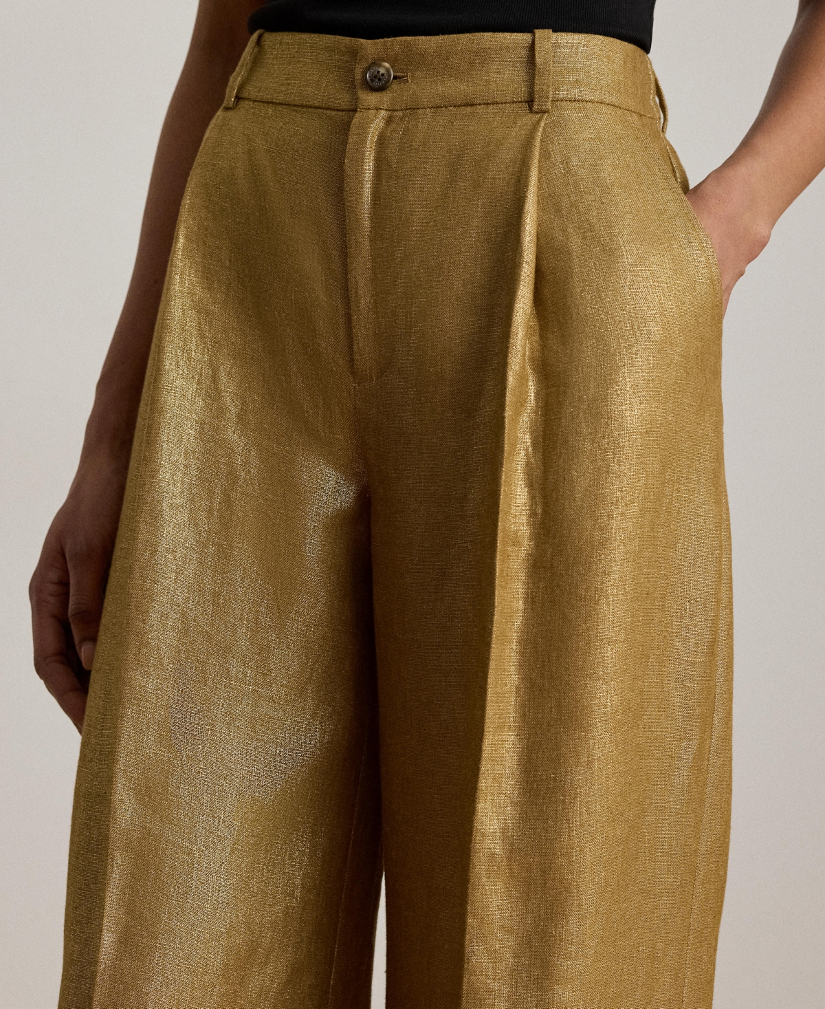 Lauren Ralph Women's High-Rise Foiled Wide-Leg Pants