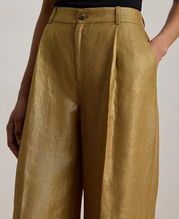 Women's High-Rise Foiled Wide-Leg Pants - thumbnail 3