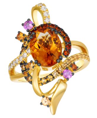 Crazy Collection Cinnamon Citrine&reg;,  Multi-Gemstone & Vanilla Diamond (1/5 ct. t.w.) Ring in 14k Honey Gold