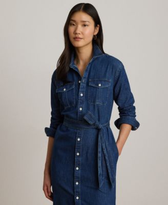 macys petite fall dresses Lands' End Petite Linen Above the Knee Puff Sleeve Dress