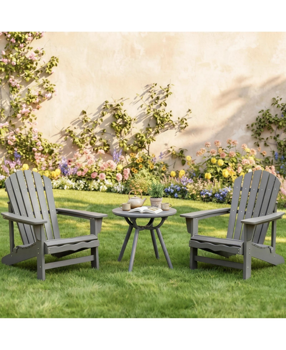 Gymax 2 pieces Outdoor Side Table 20'' Round Storage Weather-Resistant End