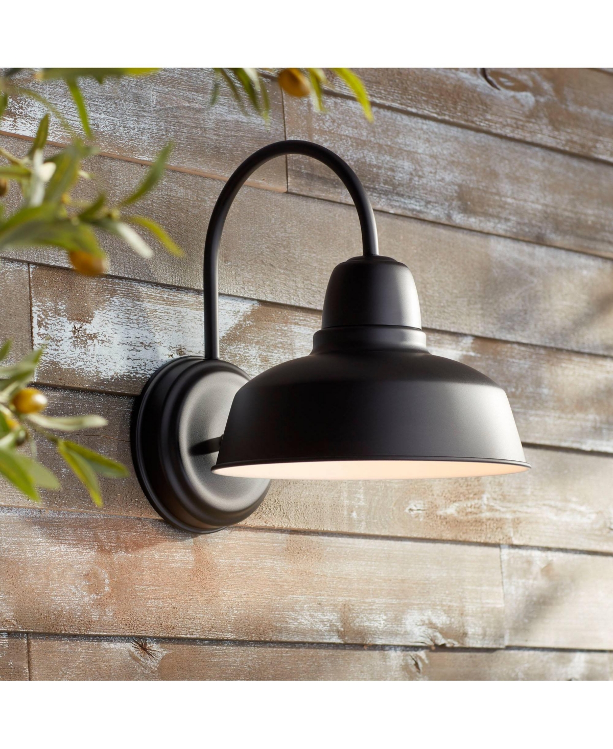 John Timberland Urban Barn Rustic Industrial Farmhouse Outdoor Wall Light Fixtures Set of 2 Metal Gooseneck Arms Downlight 13 inches Post