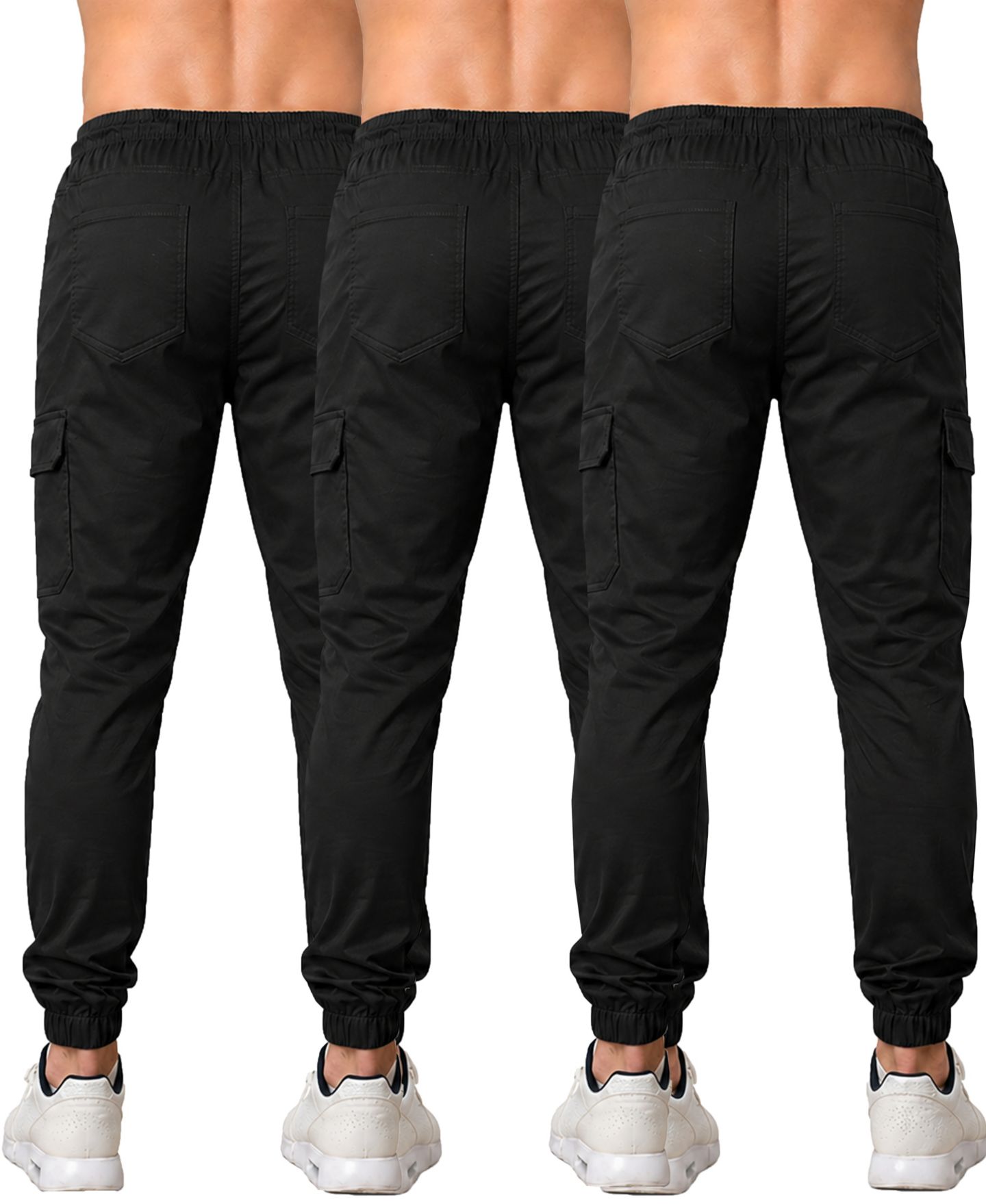 Мужские брюки Blu Rock Slim-Fit Cargo Jogger Pants, 3-Pack, цвет: Чёрный — фото 3