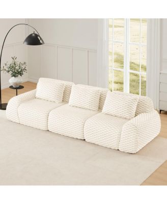 114'' Flannelette Modular Sofa, Deep Seat 3 Seater Sectional Couch