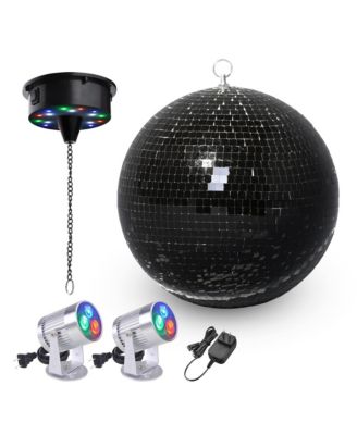 12" Large Disco Ball with Motor and Light 6RPM Rotator And 2Pieces 3W RGB Spotlights for 70s 80s Party DJ Bands Club Wedding Event
