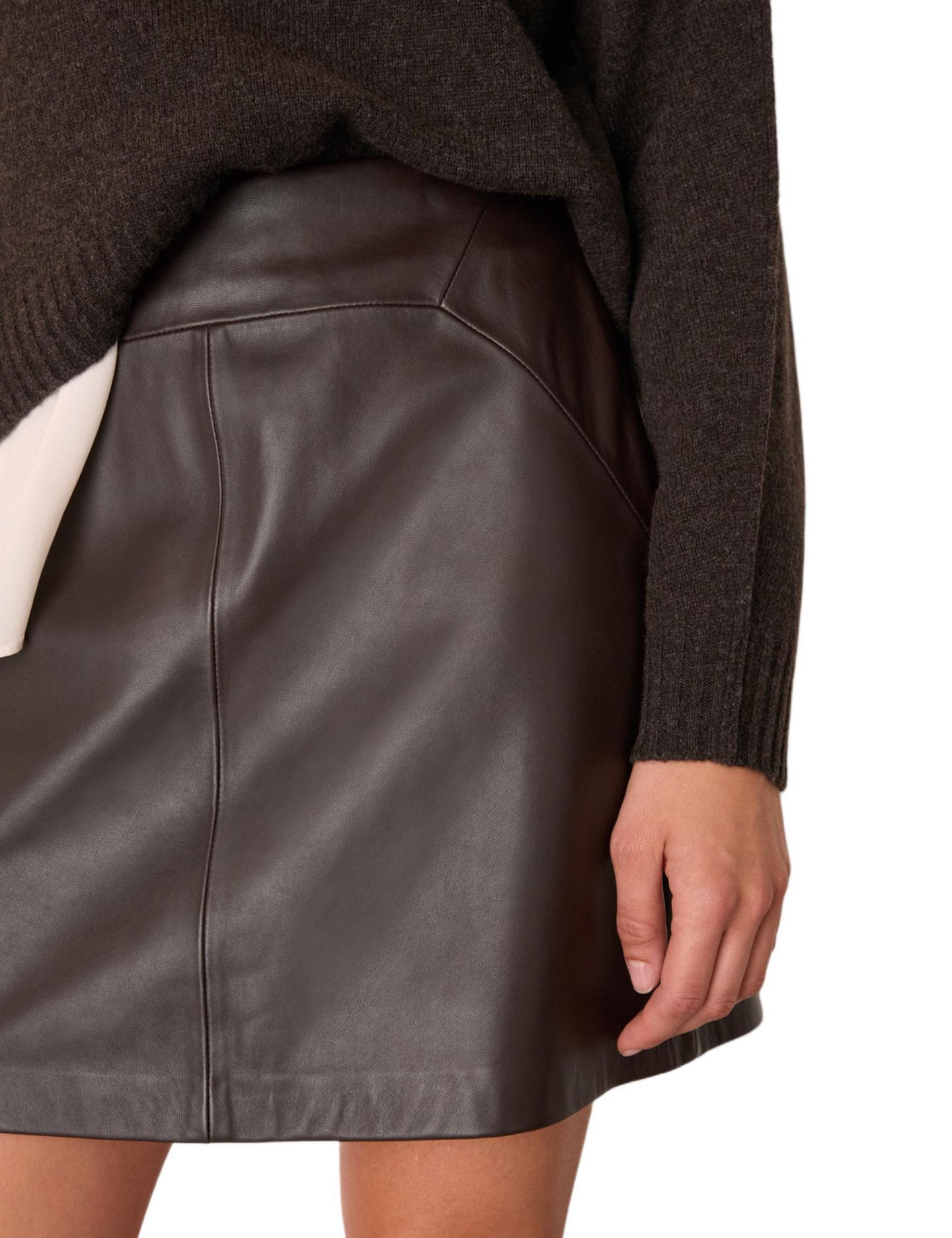 Женская юбка Whistles Leather A Line, цвет: Ржавый / Медный — фото 4