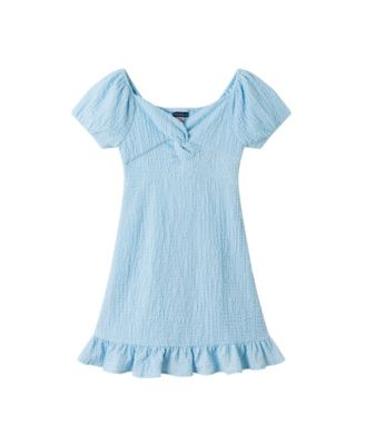 Girls Andy and Evan Textured Woven Twist-Front Puff Sleeve Dress