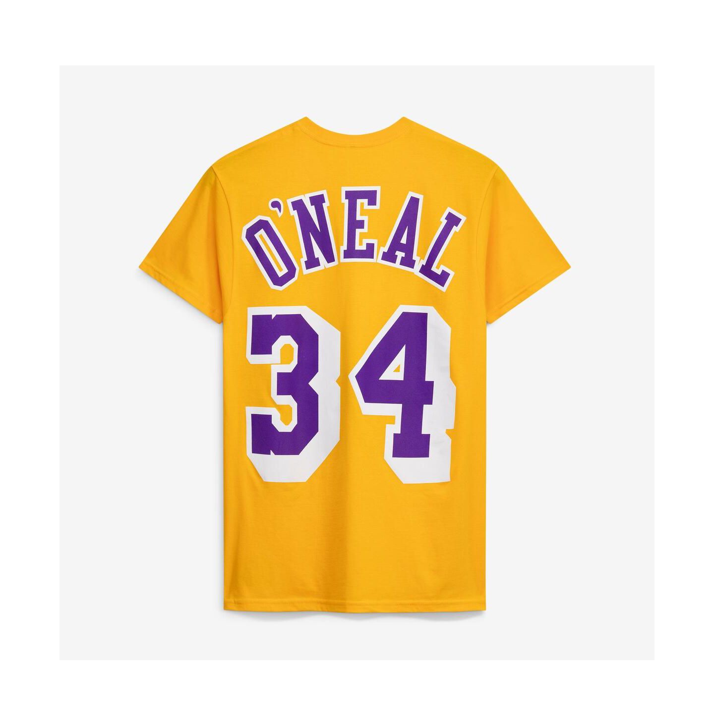 Футболка Mitchell & Ness Shaquille O'Neal Gold Los Angeles Lakers Hardwood Classics Name & Number — фото 3