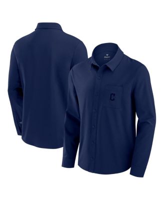 Men's Navy Cleveland Guardians Front Office Long Sleeve Button-Up Shirt