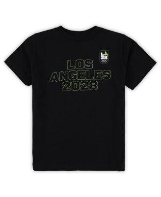 Preschool Black LA28 Summer Olympics Neon Outline T-Shirt