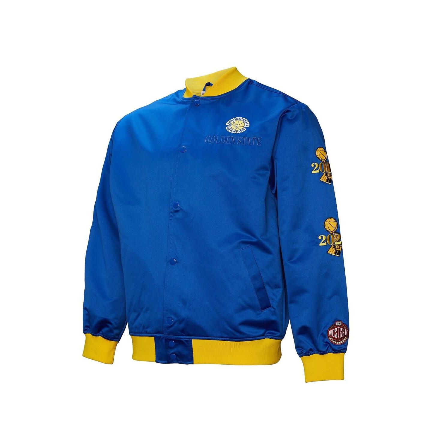 Мужская куртка Mitchell & Ness Royal Golden State Warriors Hardwood Classics Team OG 3.0 Lightweight Satin Full-Snap — фото 2
