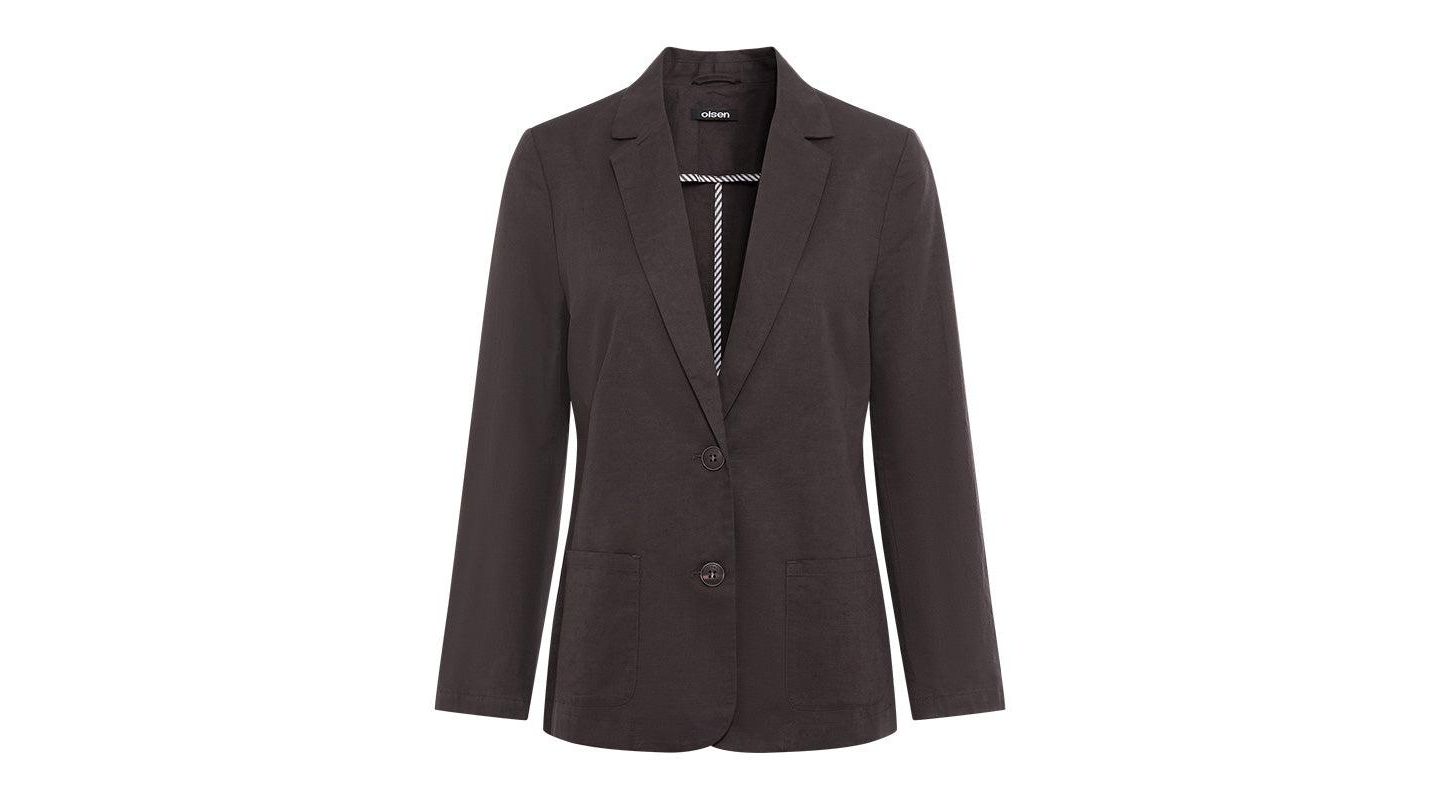 Женский пиджак Olsen Cotton-Linen Blazer, цвет: Тёмный коричневый — фото 2