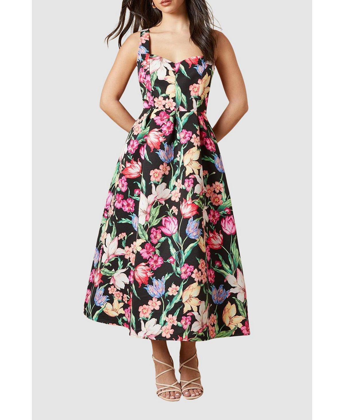 Oasis Women's Occasion Floral Strappy Twill Midi Dress view 6 — MAYCSS fashion products