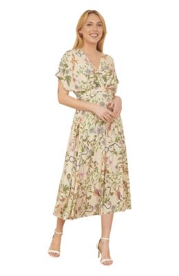 Women's Ruched Waist Kimono Midi Dress