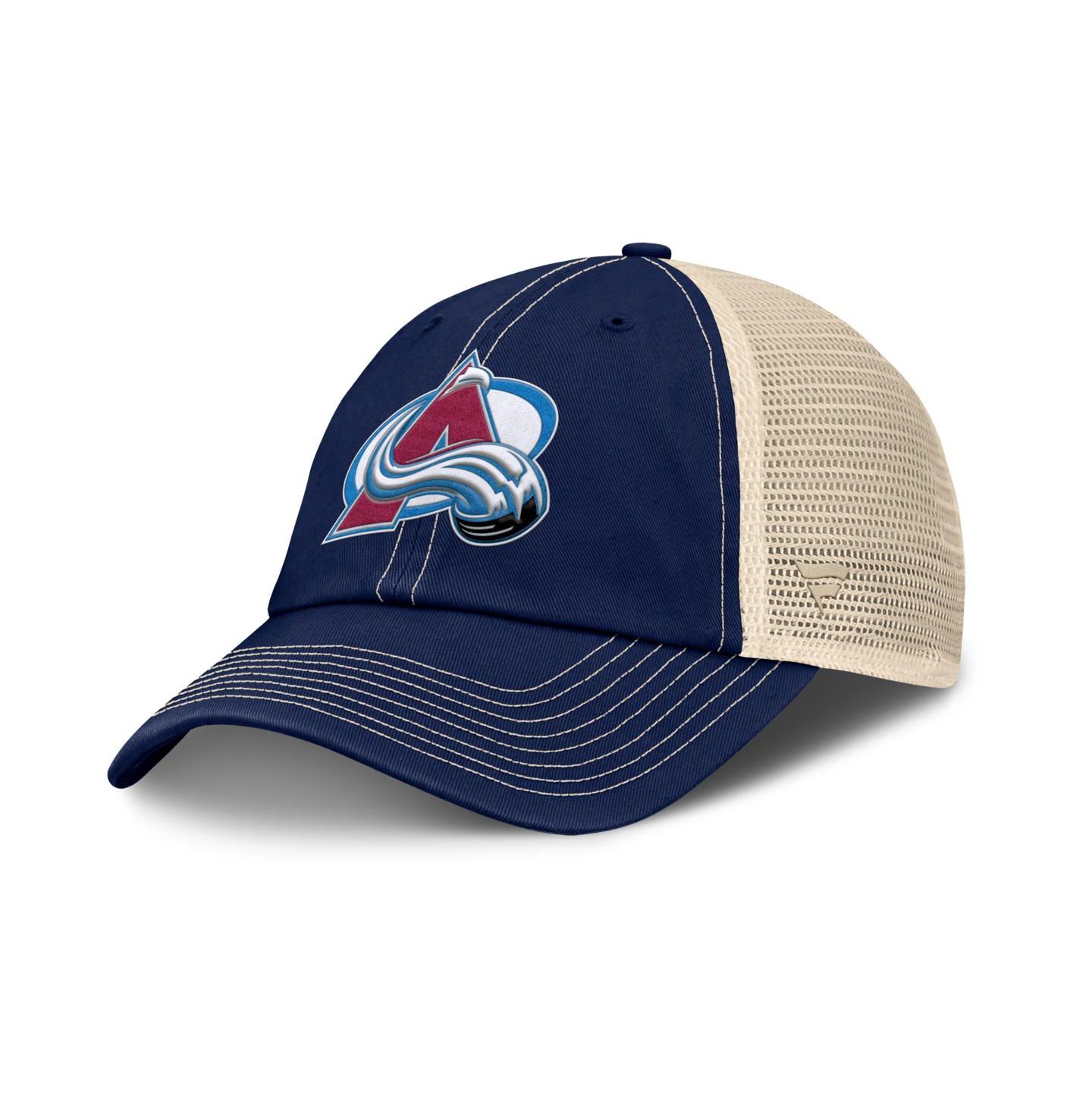 Мужская кепка Fanatics Navy/Natural Colorado Avalanche Rival Trucker Adjustable Hat — фото 1