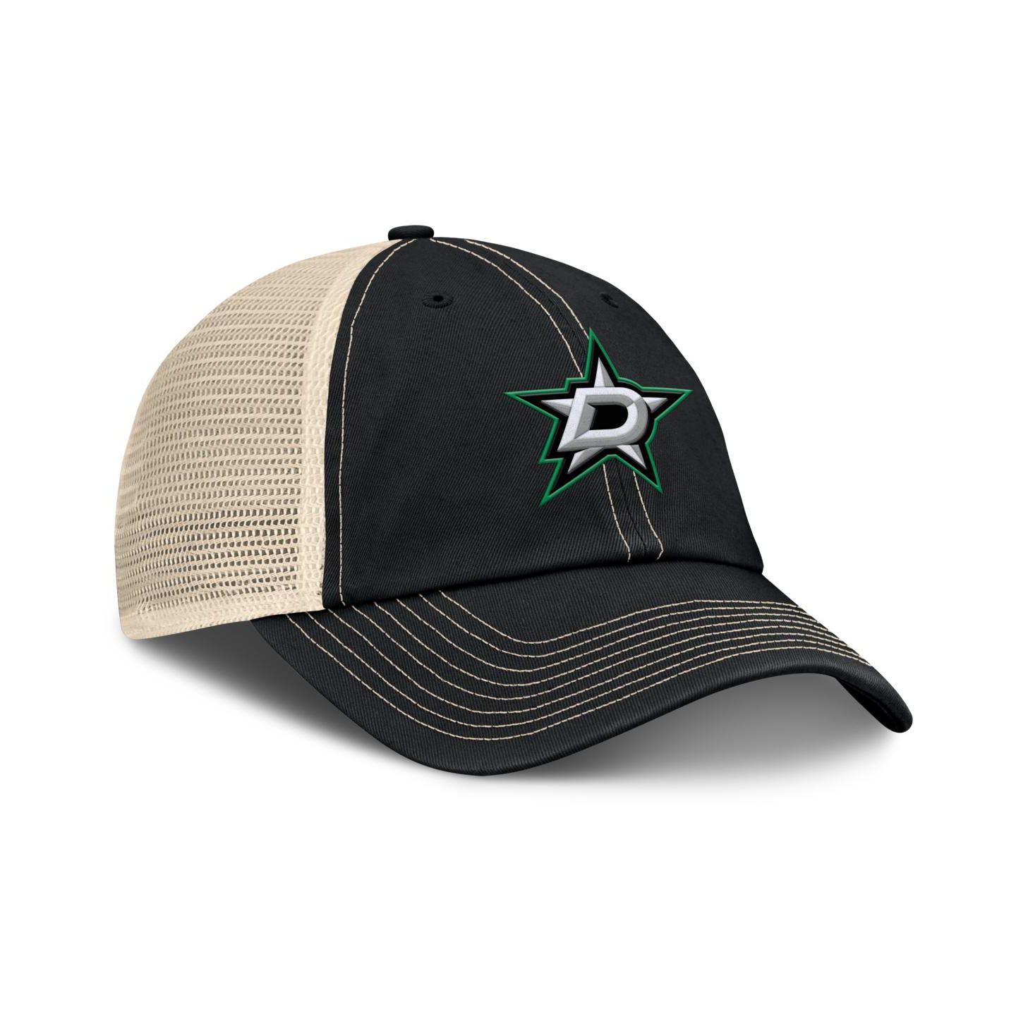 Мужская кепка Fanatics Black/Natural Dallas Stars Rival Trucker Adjustable Hat — фото 3