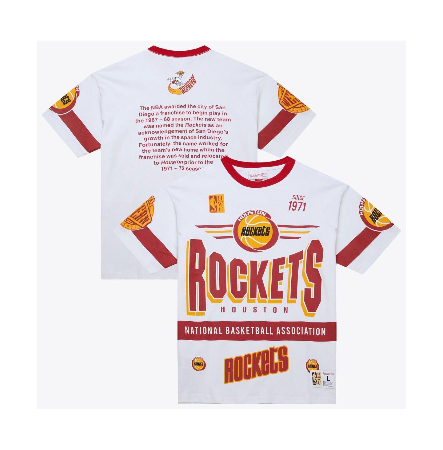 Мужская футболка Mitchell & Ness White Houston Rockets Hardwood Classics Team Origins Vintage Logo — фото 1