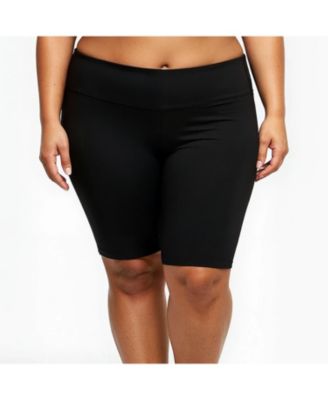 Plus Size Chlorine Resistant High Waisted Long Bike Swim Shorts