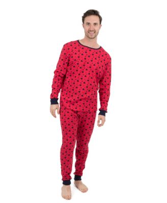 Men's 2piece Cotton Long Sleeve Shirt and Pants Allover Print Pajamas