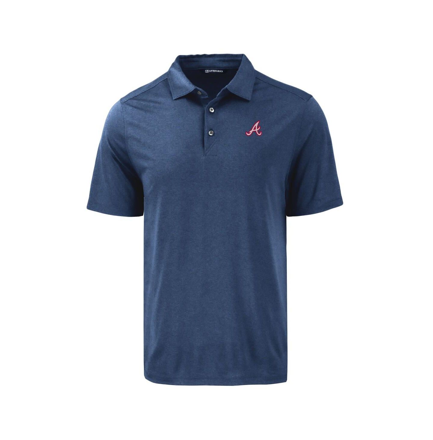 Мужское поло Cutter & Buck Navy Atlanta Braves Coastline Epic Comfort Eco Polo Shirt — фото 2