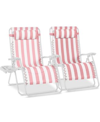 Set of 2 Extra Wide Zero Gravity Lounge Chair Recliners w/ Cup Holder