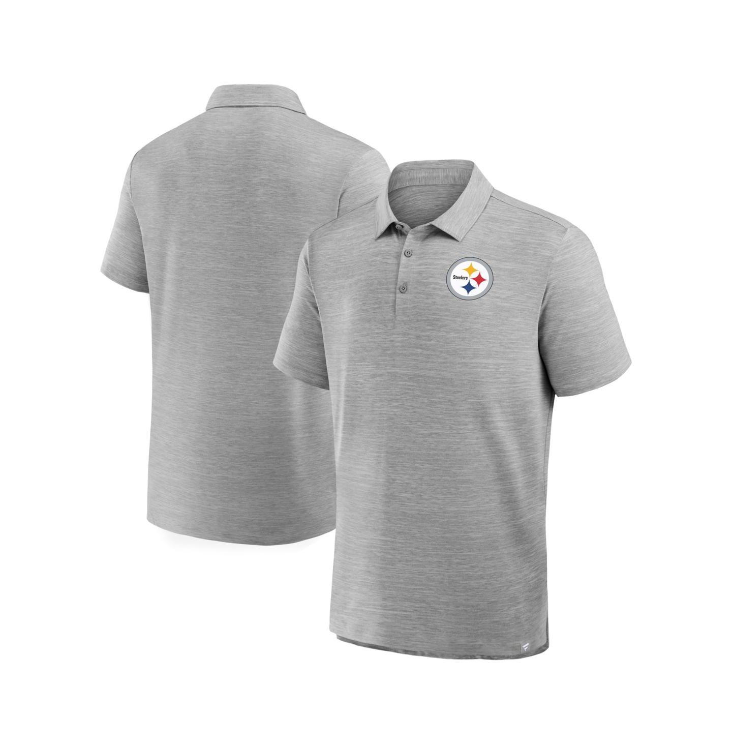 Мужское поло Fanatics Heather Gray Pittsburgh Steelers Clutch Polo Shirt — фото 1